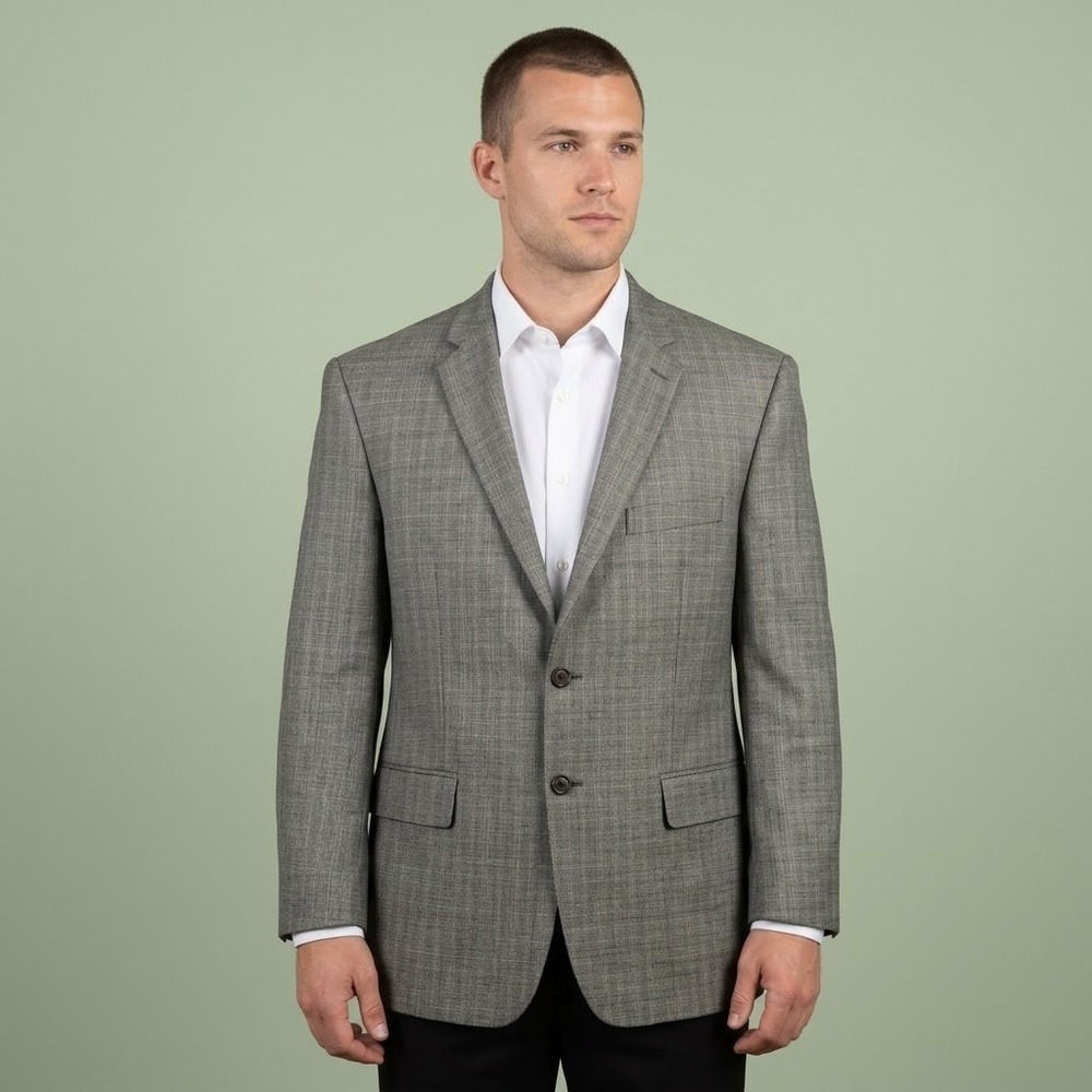 Ralph Ralph Lauren Plaid Sport Coat Blazer 42S Gray Wool Blend Dillard's EUC